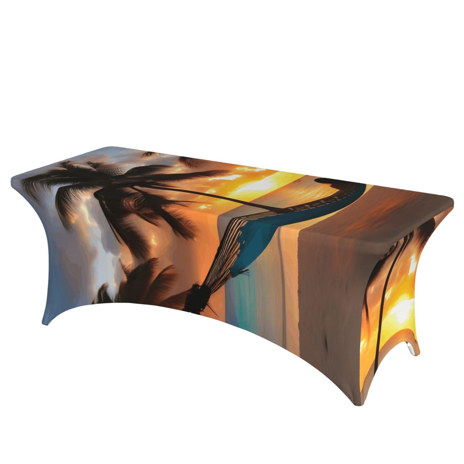 PPHGUT Coconut Beach Sunset Hammock Print Rectangular Tablecloth Dining Party Home Office Wedding Outdoor Events Table Cover