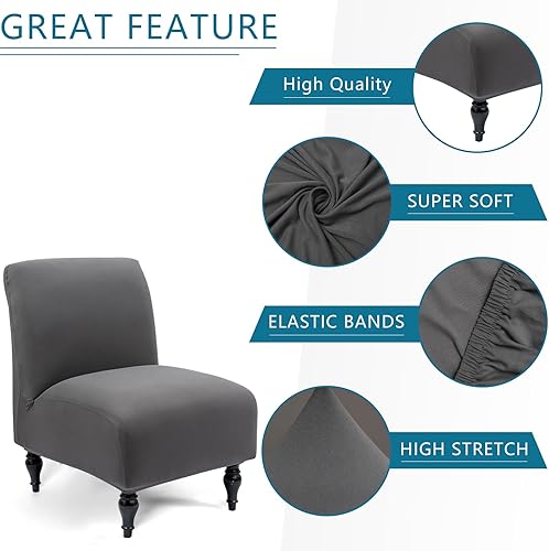 Miniatura 6 de Liykimt Funda para silla sin brazos, tela extraíble elástica de elastano extraíble para silla sin brazos, fundas protectoras de muebles para sala de