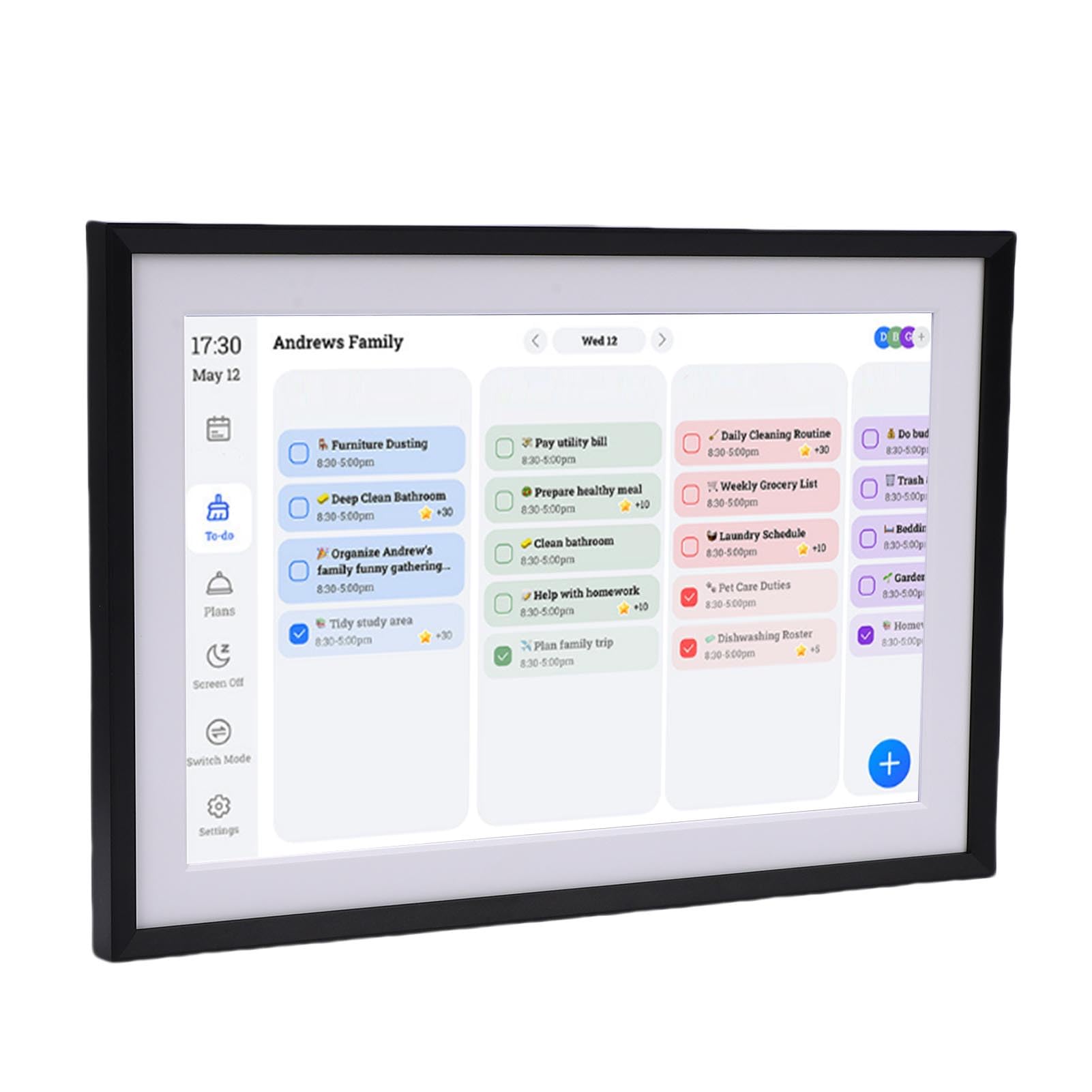 fosa 10,1 Zoll Smart Wall Planner Kalender, Digitaler Kalender Smart Familienkalender, HD Touchscreen Sync Fotorahmen Memo Display für Zuhause (US-Stecker)