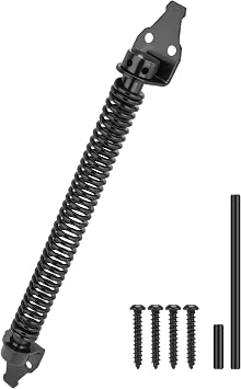 14" Self Closing Gate Spring Heavy Duty Door Springs to Close Door, Adjustable Tensioner Automatic Gate Closure, Suitable for Wooden Gate, Vinyl Fence, Steel Door, Black, 1 Pack