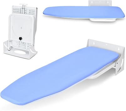 Wall Mounted Ironing Board 38.7 x 12 Inch, 180° Swivel Heavy Duty Ironing Board with Heat Resistant Cover, Space Saving Wall