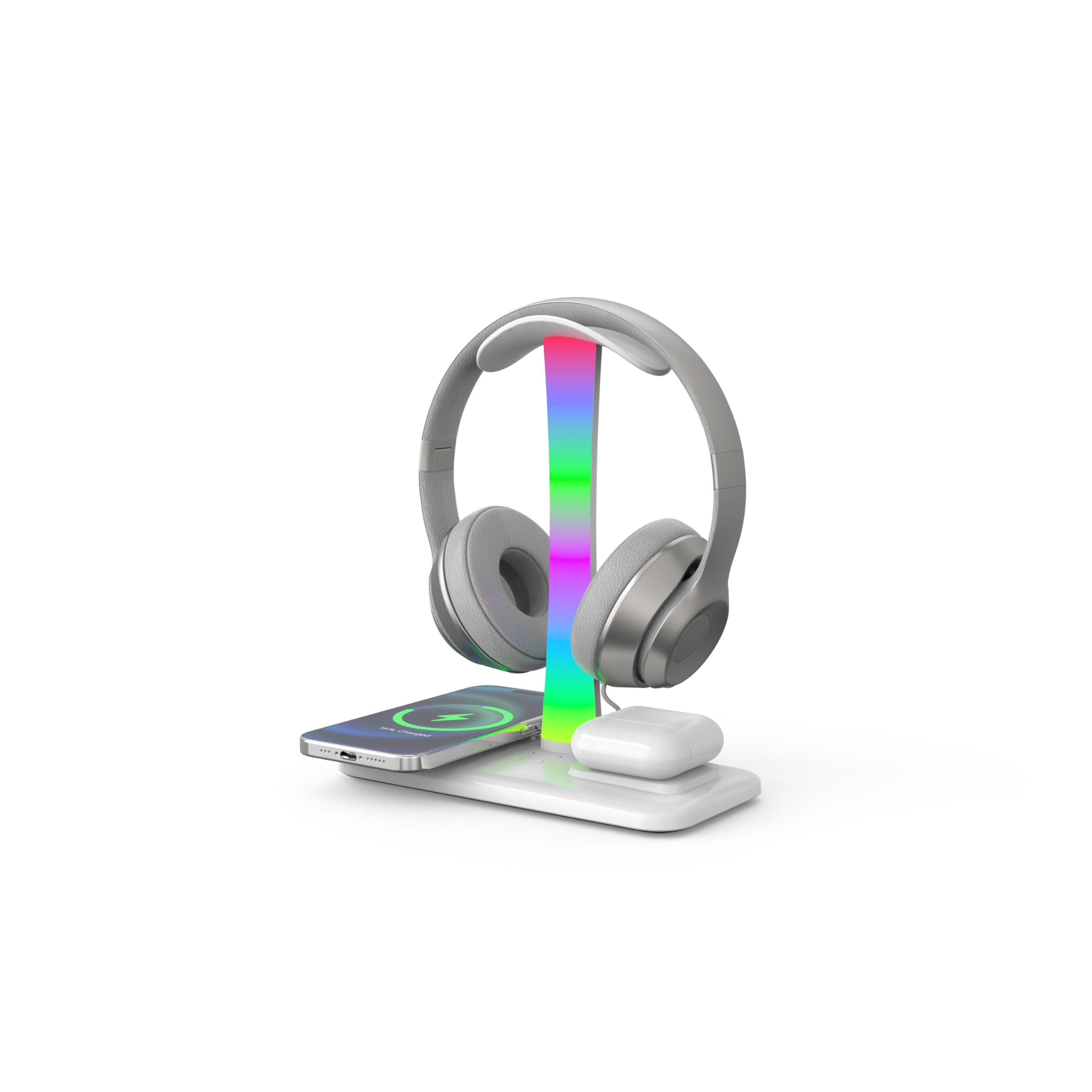 in Headphone Stand with 15w Wireless Charger, Fast Wireless Charging  Station Headset Holder for iPhone 15/14/13/12/11/XS/XR/X, Air Pods 3/2/Pro/2