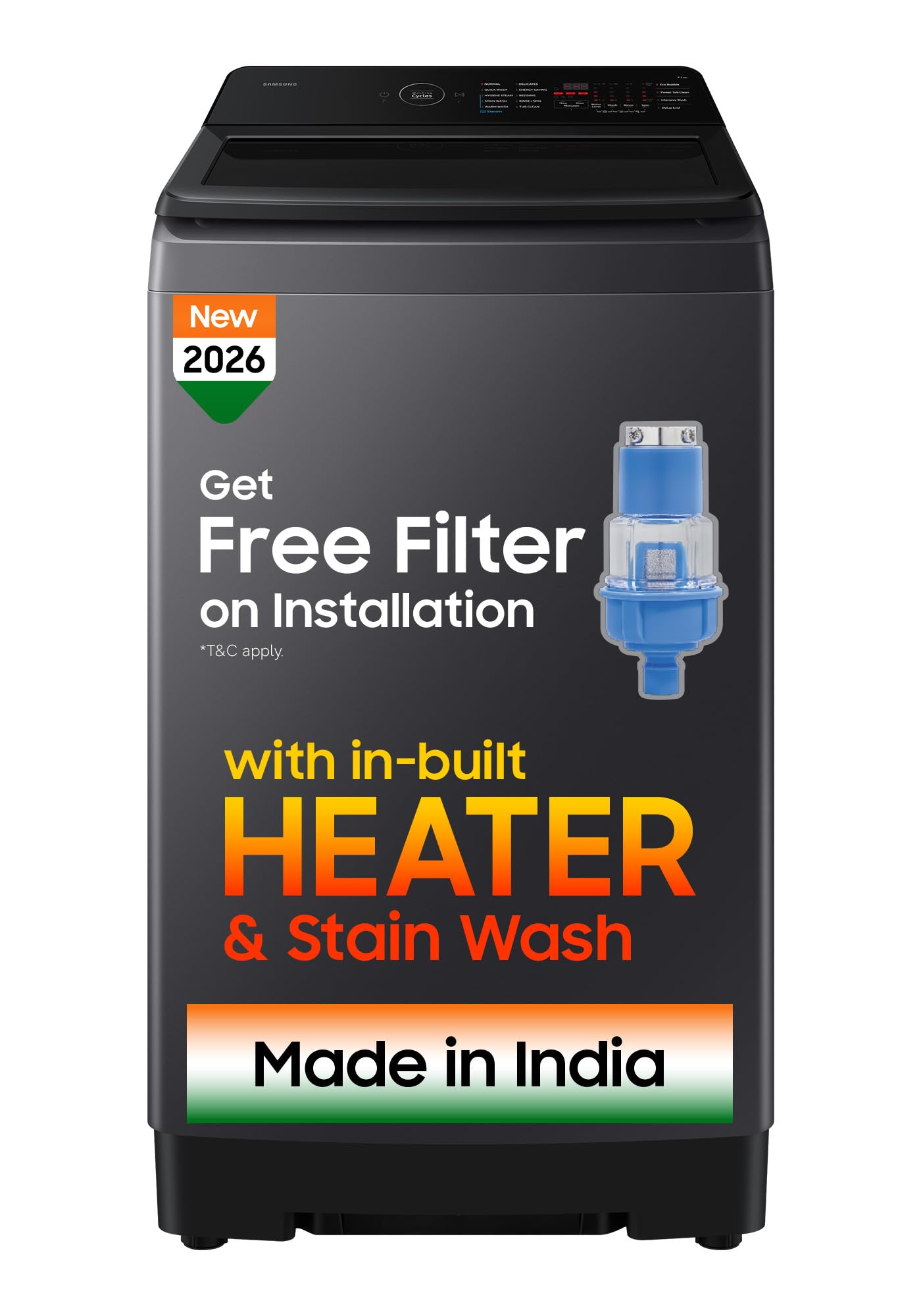 Samsung 8 Kg, 5 Star, Hygiene Steam, Ecobubble, Quick Wash, Soft Closing Door, Digital Inverter, Fully-Automatic Top Load Washing Machine (WA40F08H2CTL, In-Built Heater, Stainwash, Deep Charcoal)-image-10