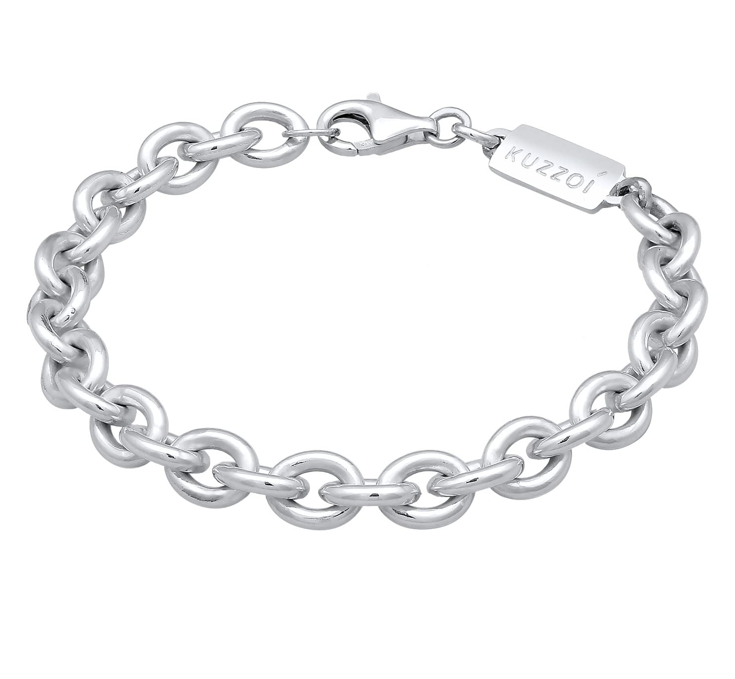 Kuzzoi Herren Silber Armband mit Anker Glieder (5 mm) für den Mann, Rundankerarmband aus massiven 925 Sterling Silber, Herrenarmband mit Karabiner, Länge 19-23 cm, 20g schwer, 0204872022 | massives handgefertigtes Herrenarmband mit Karabiner Länge 19 23 c