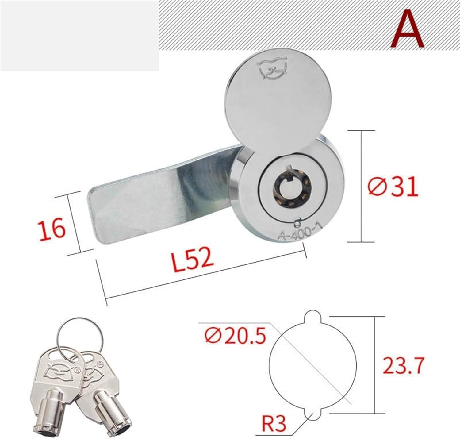 Cabinet Cam Lock with Cap 2 Tubular Cross Keys for Outside Box Door Mailbox Industrial Hardware LK1002 1Pcs(A)
