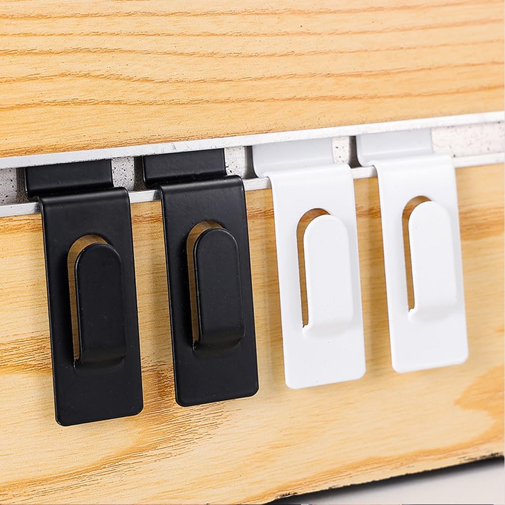 Heavy Duty Slatwall Picture Hook, 50pcs U-Shaped Utility Hook, 5kg/11lb Load Capacity, Metal Display Hooks Durable Wall Hanger for Home, Office, Warehouse (Black+White)