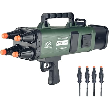 Amazon Co Jp Rpg 電気バーストロケットランチャー 発射ソフトロケット ランチャー 少年迫撃砲 子供のおもちゃのソフトシェルガンのシミュレーション効果音 Green ホビー