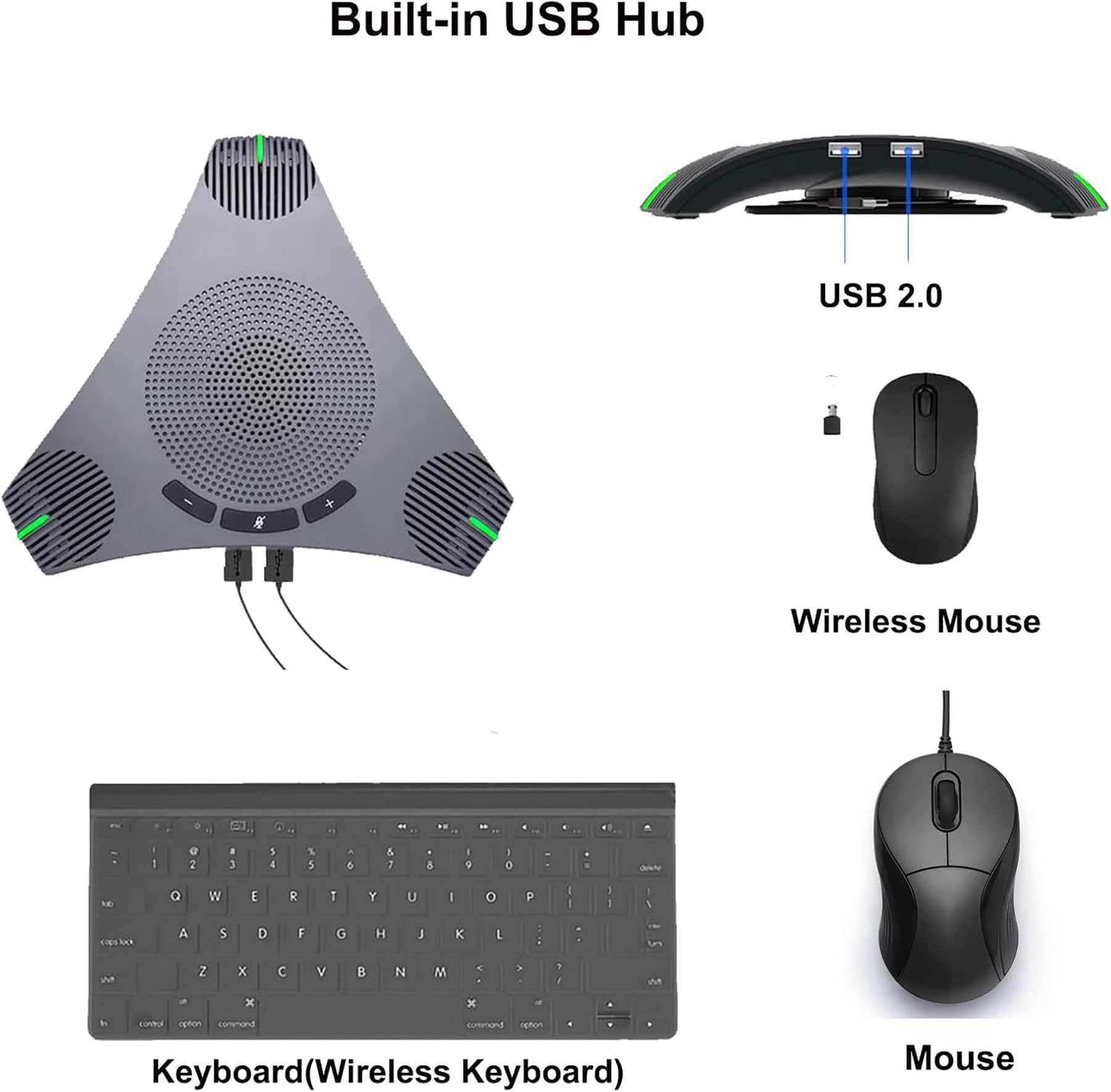 Microfono da Conferenze, Vivavoce USB per L'ufficio da Casa, Miglioramento Intelligente Della Voce, Microfono USB per per Riunioni/Lezioni Online, Chiamate Zoom, Chat Skype, Plug & Play