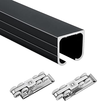 4 6 8 10 12 14 16 18 20 FT Box Rail Barn Door Hardware Kit Exterior, Fits 1 1/5-2 in Thick Door Panel, Ceiling/Wall Moun Wardro