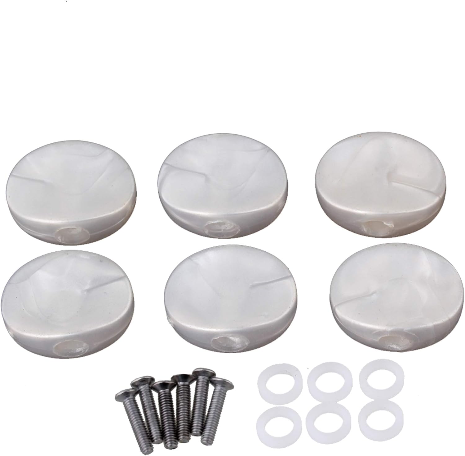 BQLZR Guitar White Plastic Tuner Machine Head Buttons With Screws and