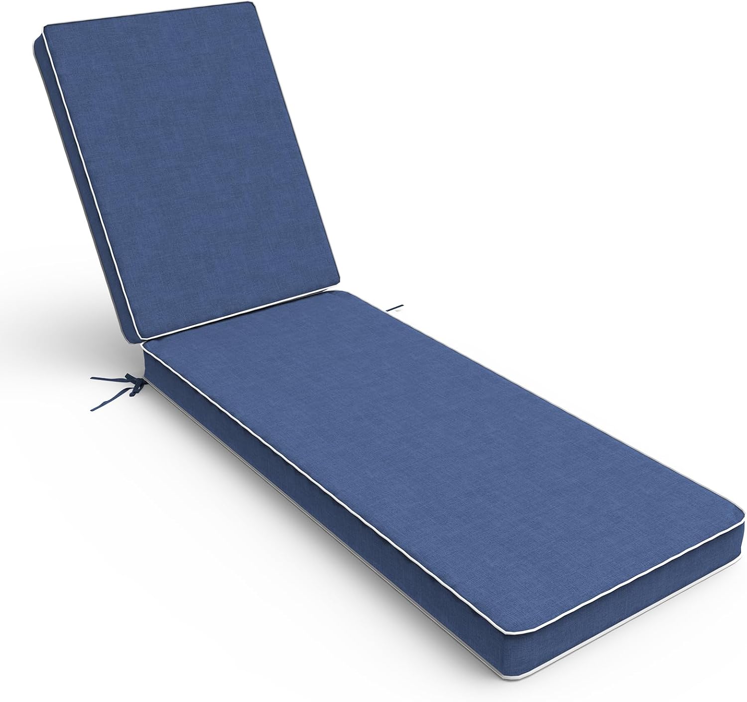 Outdoor Chaise Lounge Cushion for Patio Furniture 72 x 21 x 3 Inch, Water Resistant Patio Lounge Chair Cushion with Straps for Lawn Pool Furniture, 1 Pack, Textured Navy 72"x 21"x 3" Textured Navy