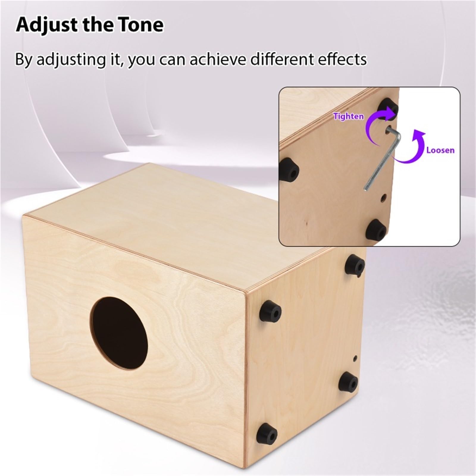 tamburo cajon Cajon Box Drum Tamburo da seduta in betulla in scatola di legno viaggio Strumento a percussione antiscivolo for feste(30x31x48cm)