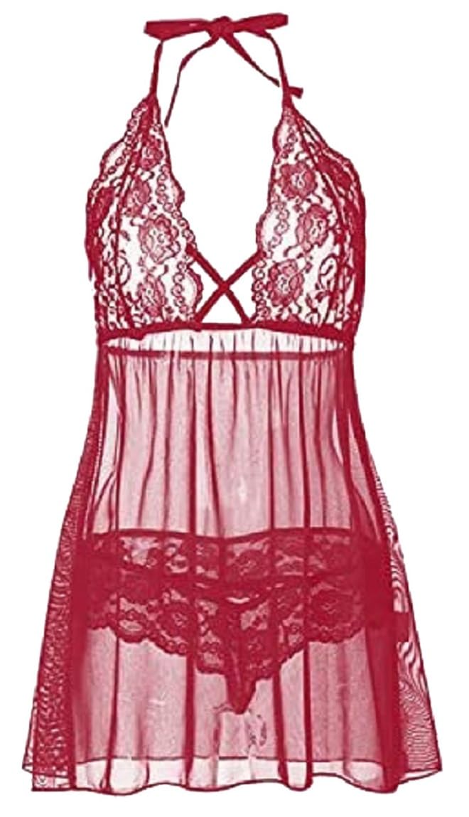 Nightwear Lingerie Costume for Women lace Transparent Negligees Dress.3086