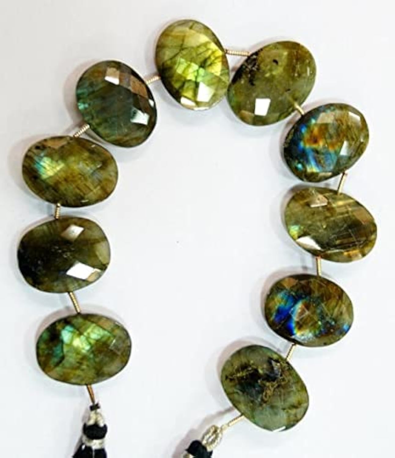 Labradorite naturelle perle ovale facettée 15x20mm pour l'enfilage de collier en pierre