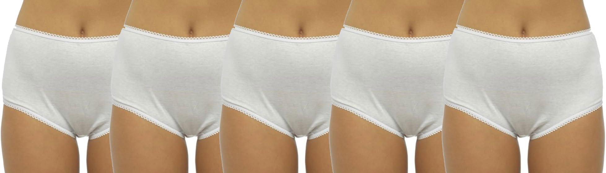 New 5 Pack Ladies 100% Cotton Plain Full Briefs