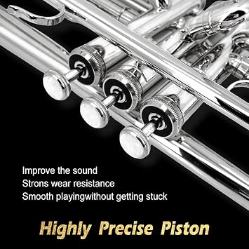 Bb Standard Trumpet Set for Beginner or Student with Carrying Hard Case, 7C Mouthpiece, Cleaning Cloth and Gloves