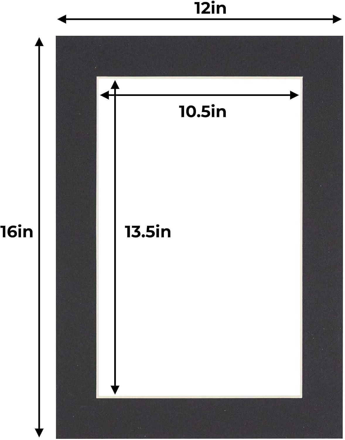 11x14 Mat for 12x16 Frame - Precut Mat Board Acid-Free Black 11x14 Photo Matte Made to Fit a 12x16 Picture Frame, Premium Matboard for Family Photos, Show Kits, Art, Picture Framing, Pack of 10 Mats