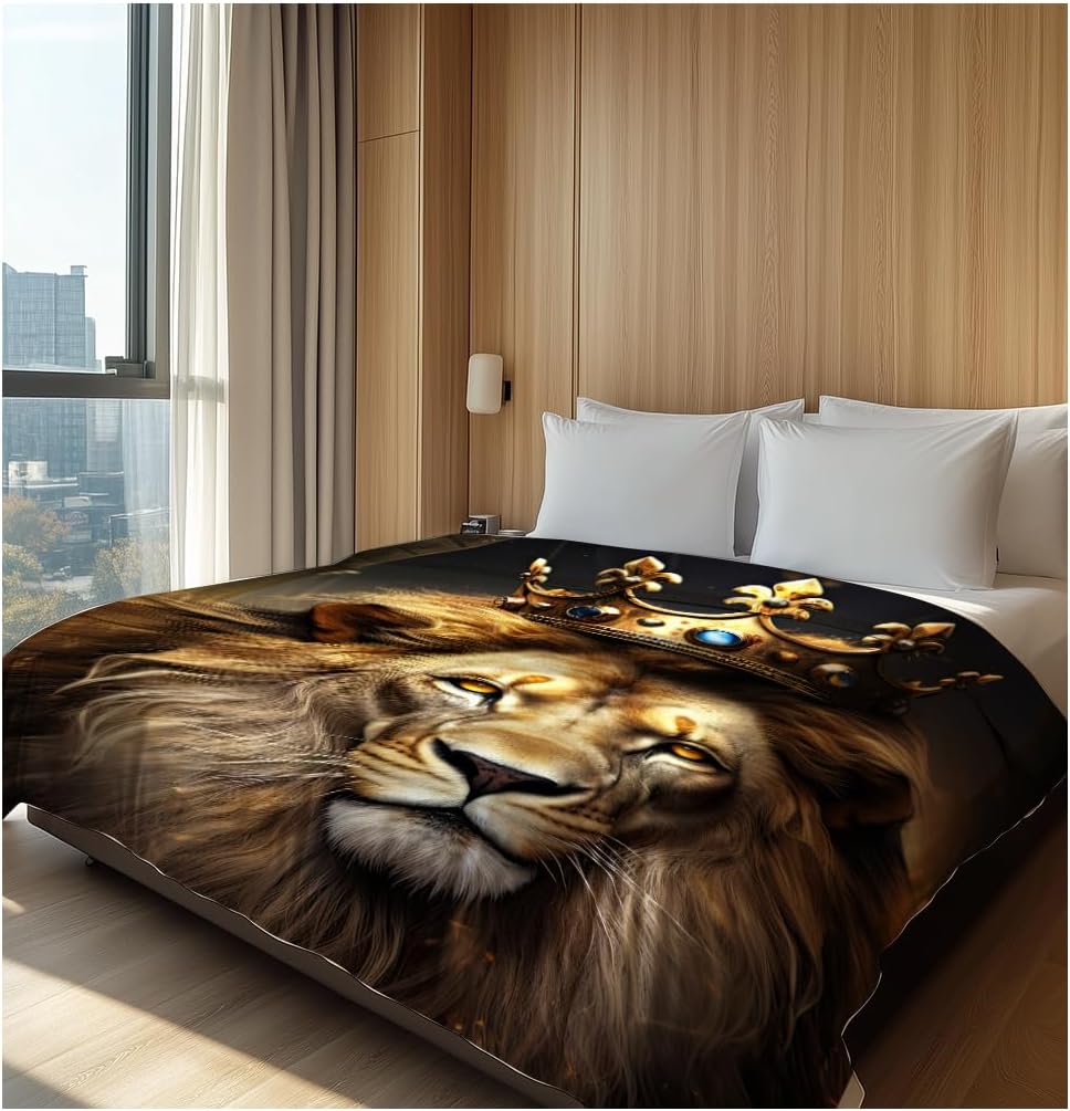 Lion Throw Blanket Animal Print Blanket King Size Lion Lovers Gifts Soft Warm Blankets for Bedroom Sofa Bed (30 in x 40 in) - Image 3