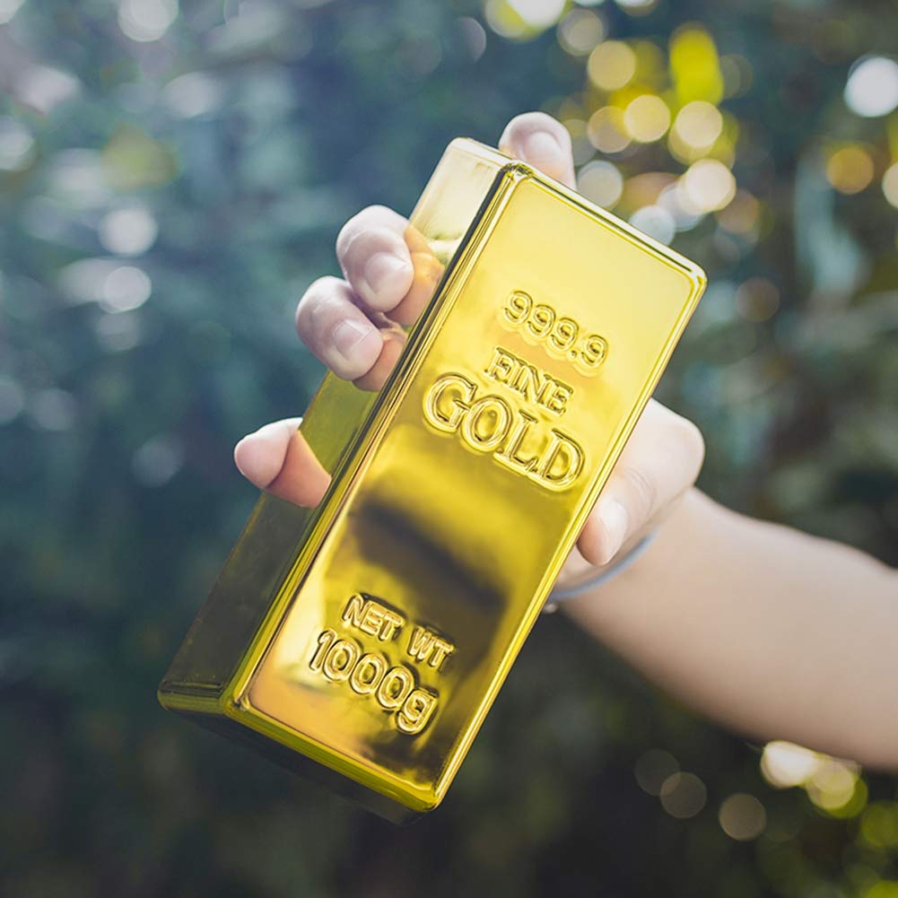 FUTUREPLUSX Gold Bar Door Stop, Fake Gold Bar Paperweight Gold Bullion