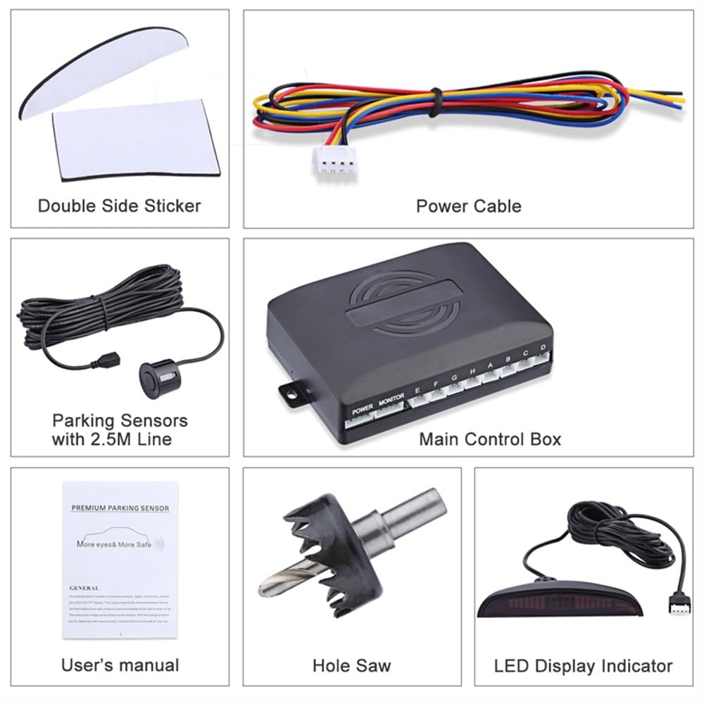 Kit sensori parcheggio Sensore parcheggio auto con 8 sensori | Sensore parcheggio auto con 8 sensori rilevamento del radar di parcheggio per auto di backup di retromarcia Display