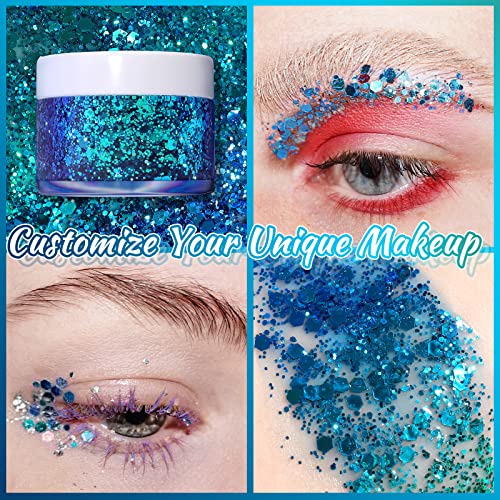 Boko 1.76Oz Body Glitter Gel, Chameleon Liquid Chunky Glitter Lotion Mermaid Sequins For Face Hair And Body Makeup, Festival Clothing, Rave Accessories And Costume - Hawaiian Surf #TOP1