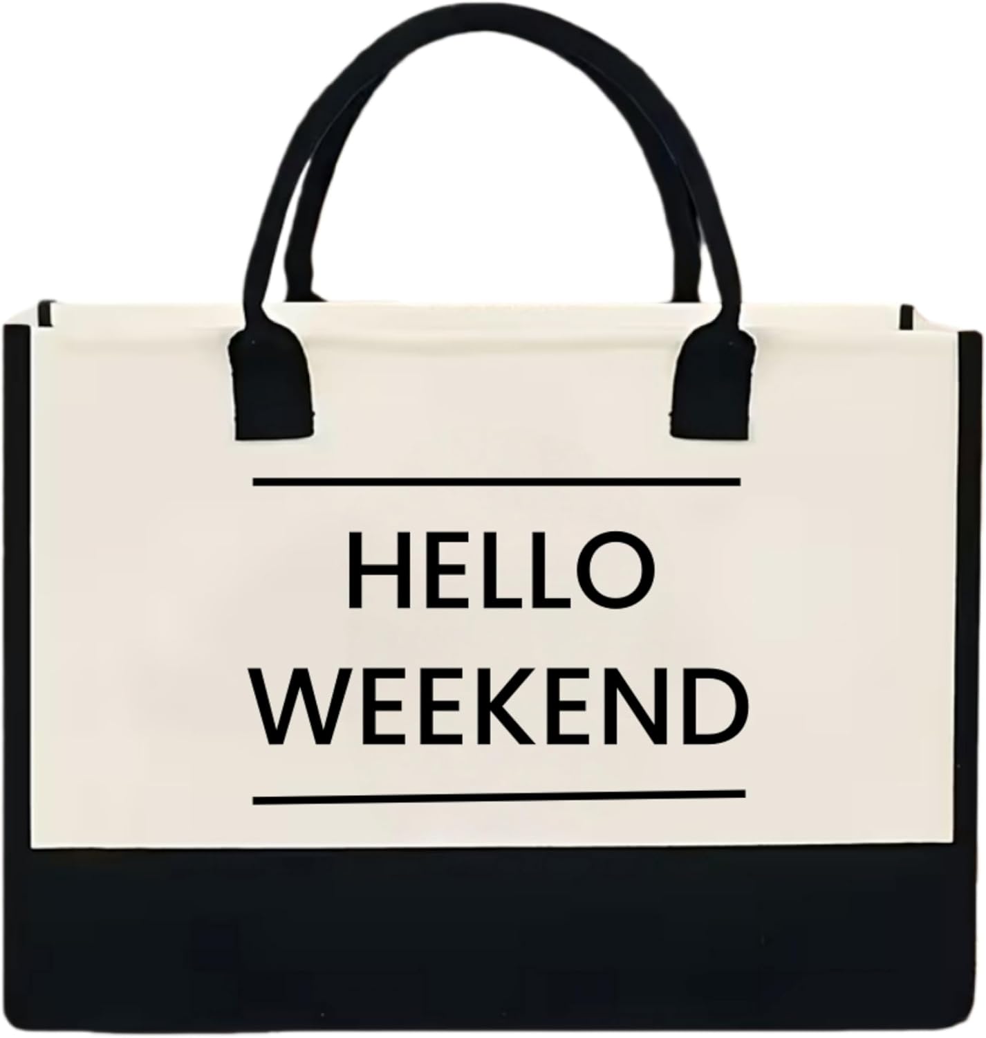 JOLLQUE Hello Weekend Beach Tote Bag, Large Waterproof Travel Foldable Canvas Handbag Purse, Summer Shoulder Bags for Women