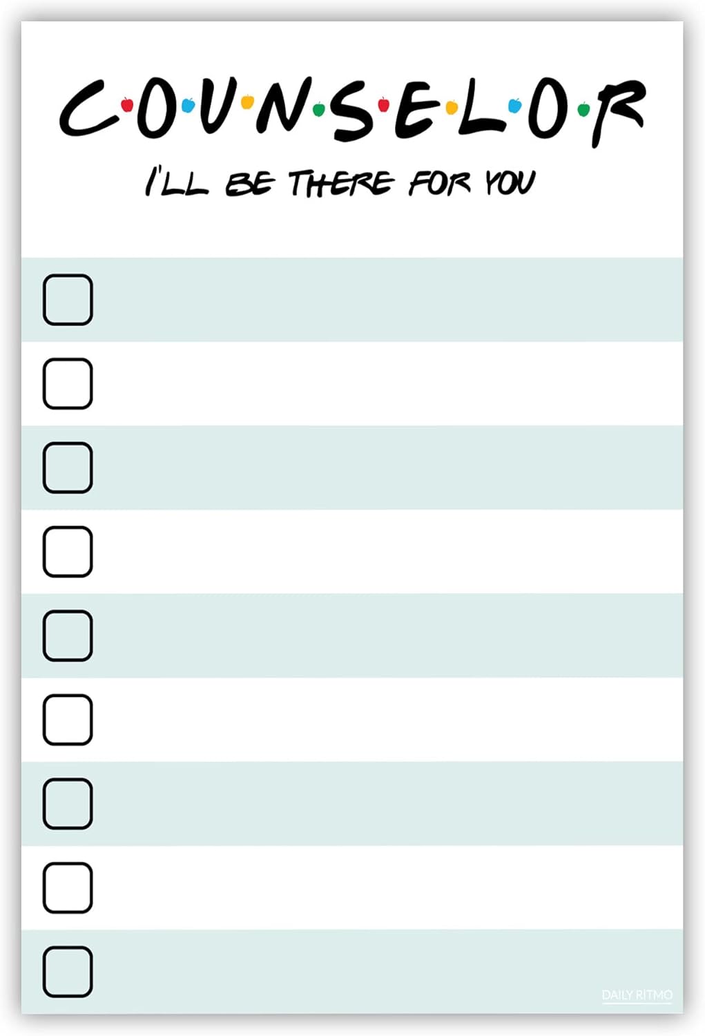 DAILY RITMO Counselor Gift – I’ll Be There for You Sticky Notes | Psychologist & Mental Health Therapist List Notepad | School Counselor Appreciation Bulk Gifts for Women