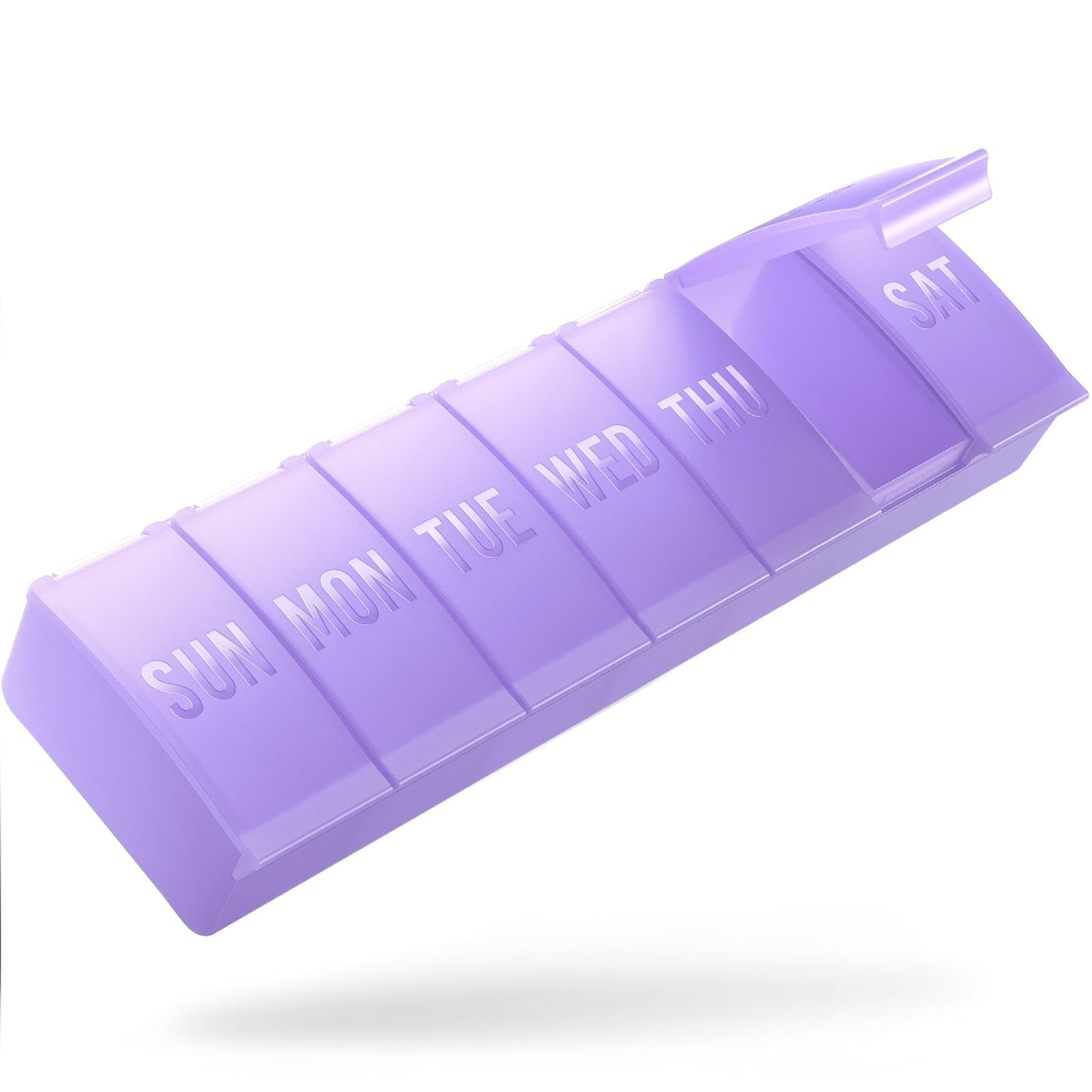 Barhon Pill Organizer Large, Weekly Medicine Pill Organizers, 7 Day Pills Box Case Travel for Big Vitamin Supplements Fish Oil, Light Purple