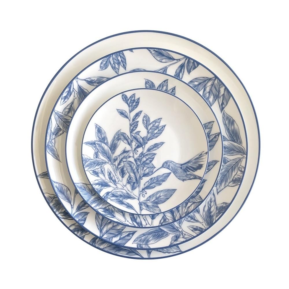 Talerze do makaronu, ceramiczne talerze deserowe zastawa stołowa ręcznie malowane talerze vintage niebieskie kreatywne talerze ceramiczne jedzenie zdjęcie zastawa stołowa 4-częściowy zestaw
