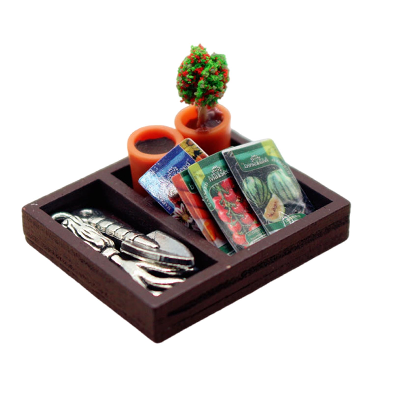 Maxtonser 1:12 Scale Dollhouses Gardening Tools Set Including Resin Shovel Watering Can For Creative Miniature Scene Building