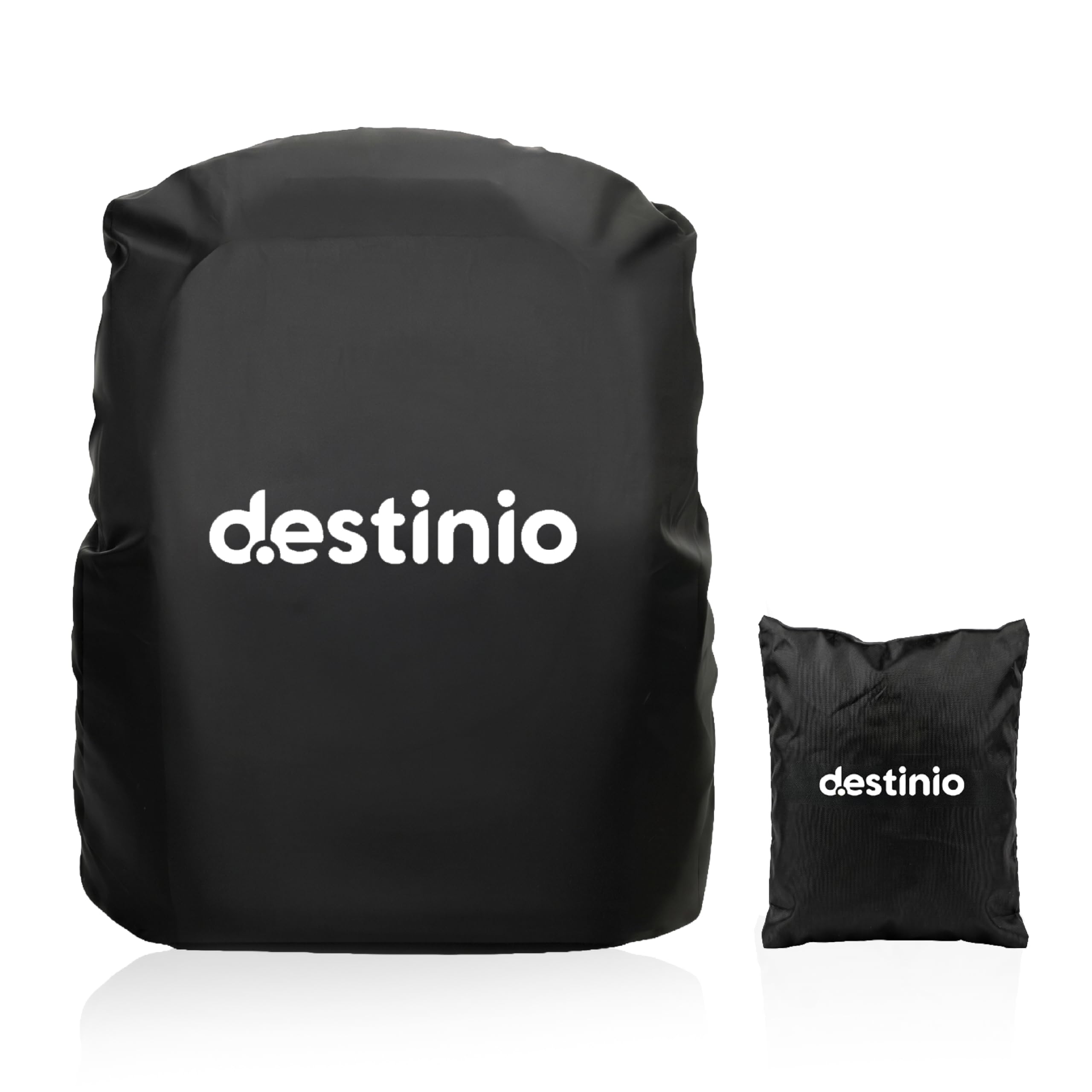 Destinio Waterproof Backpack Rain Cover – Travel Essential for Bags, PU Coated Heavy Duty Protection, Dustproof & Windproof, Universal Fit for All Backpack Durable Bag Cover (Black - 20L to 75L)