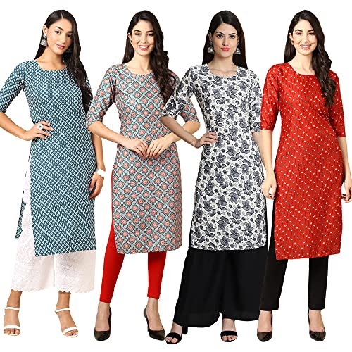 Image of Pinkmint Women's Crepe Digital Print Straight Kurta (RM-348-370-360-366)