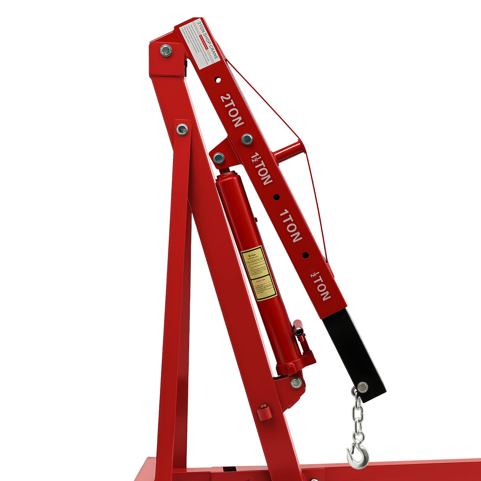 Werkstattkran Hydraulik Kranwagen 2 Tonnen Motorhebezeug Klappbarer Hebevorrichtung Motorhalter Hochbelastbarer Kohlenstoffstahl Motorhebekran mit Haken und 6 Eisen-Lenkrollen (Rot)