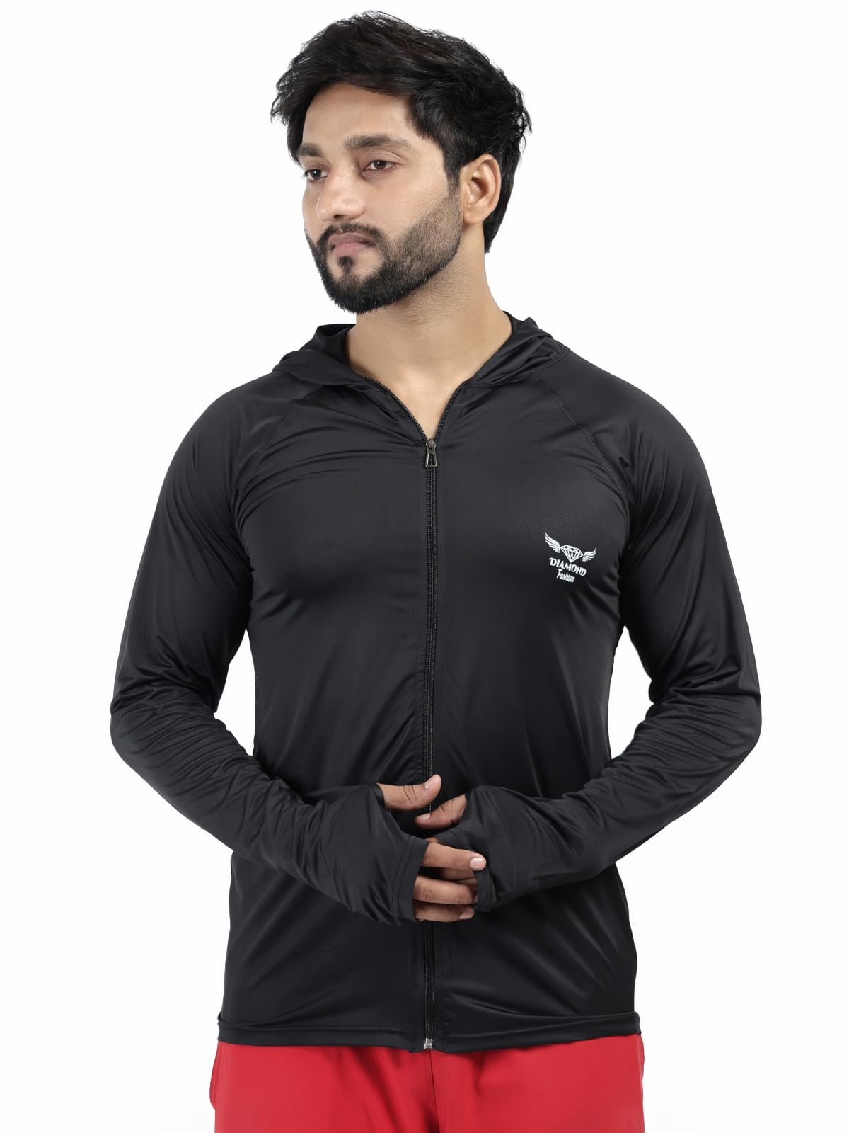 Diamond Fashion Men’s Gym Hoodie Jacket | Lightweight Stretchable Activewear for Workout, Running & Fitness | Quick Dry Full Zip Sports Hoodie for Men-picture-47