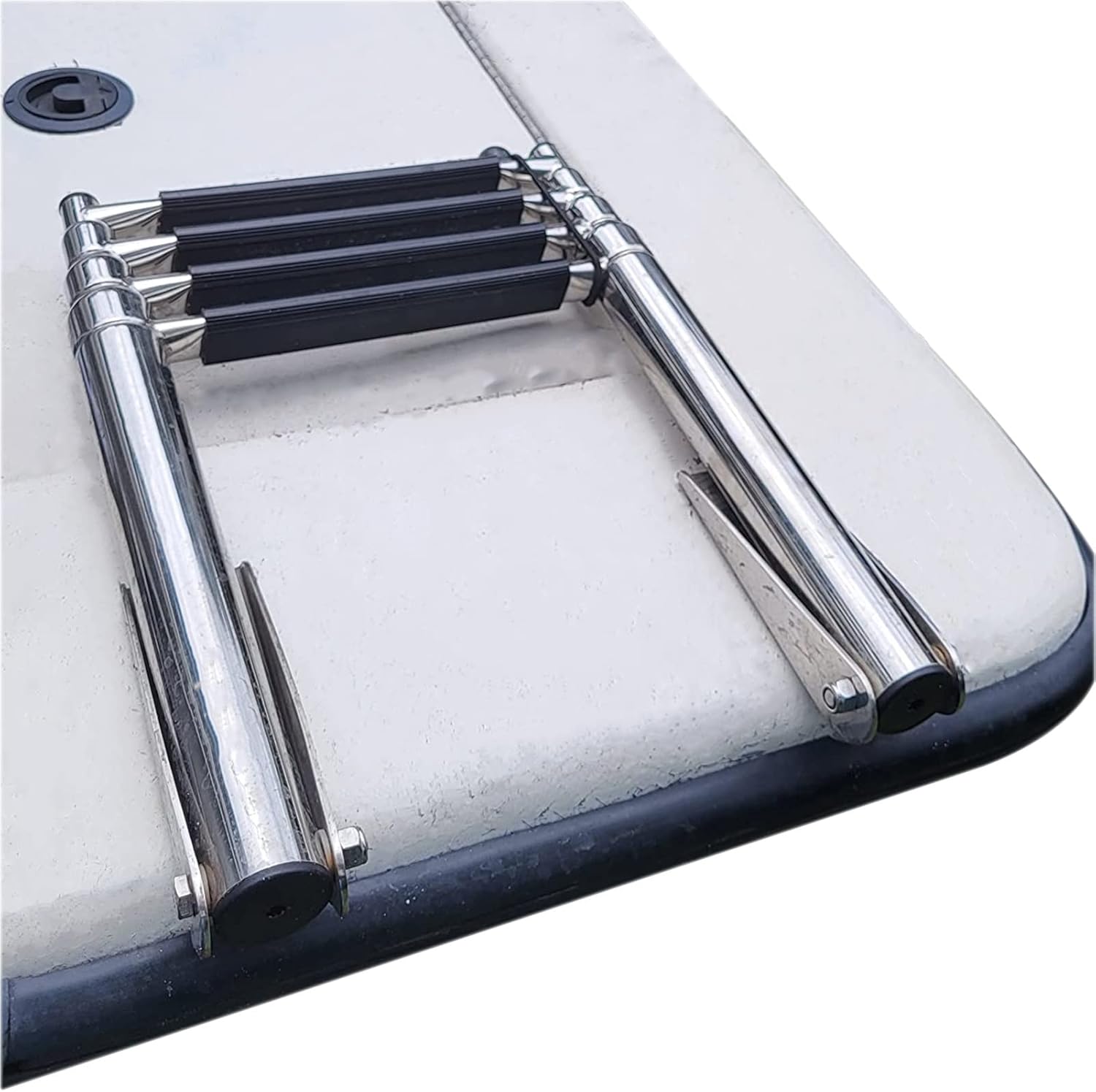 Swim Ladder Pool Ladders，Foldable Marine Ladder for Motorboat, 4 Steps Telescoping Boat Ladder, Non-Slip Safety Swim Platform Ladder, Foldable Kayak Boarding