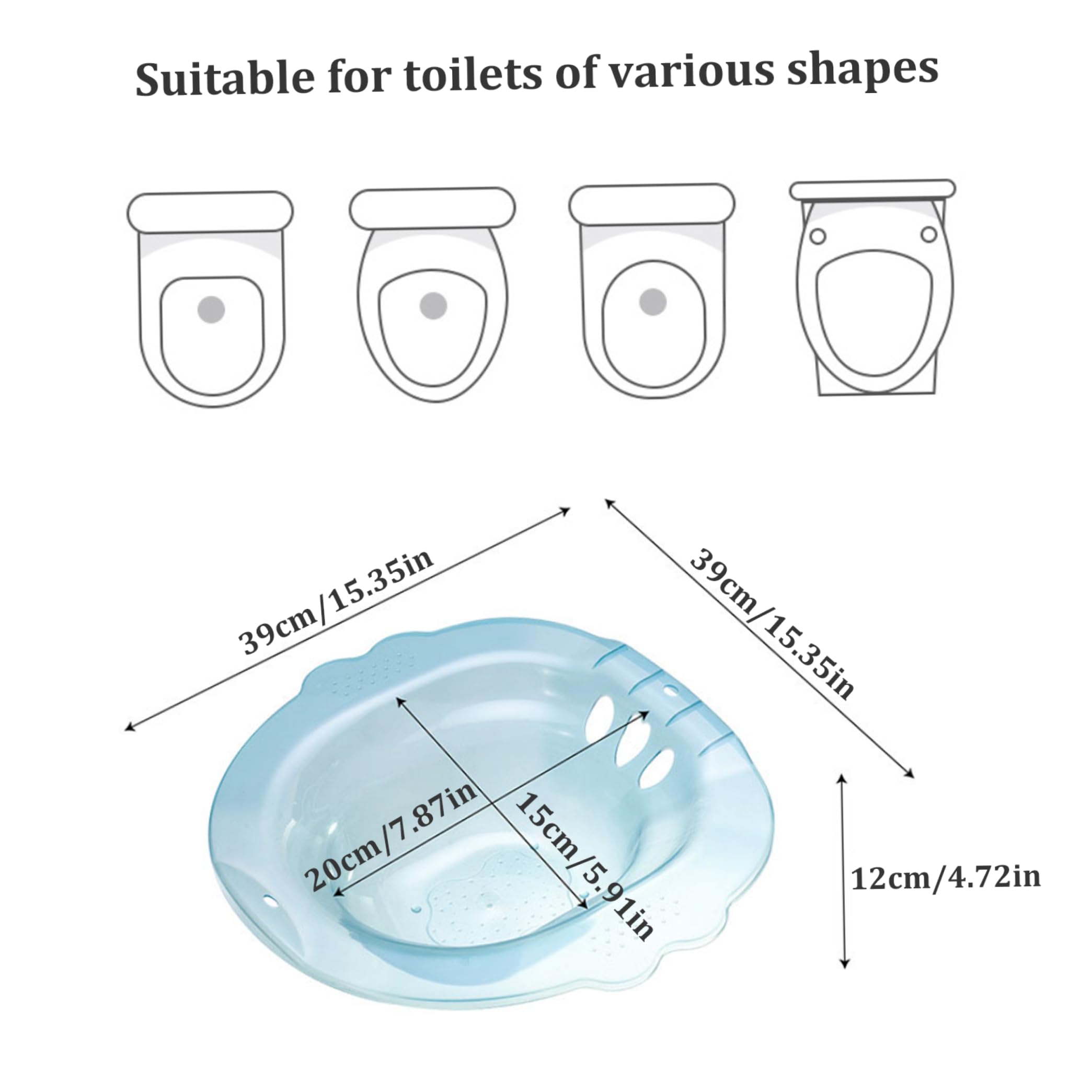 Baño Sitz, Baño Sitz Anti-Overflow para inodoro, portátil sobre el baño Sitz Bath para hemorroides, Baño Sitz Postparto para hemorroides Care privado (azul)
