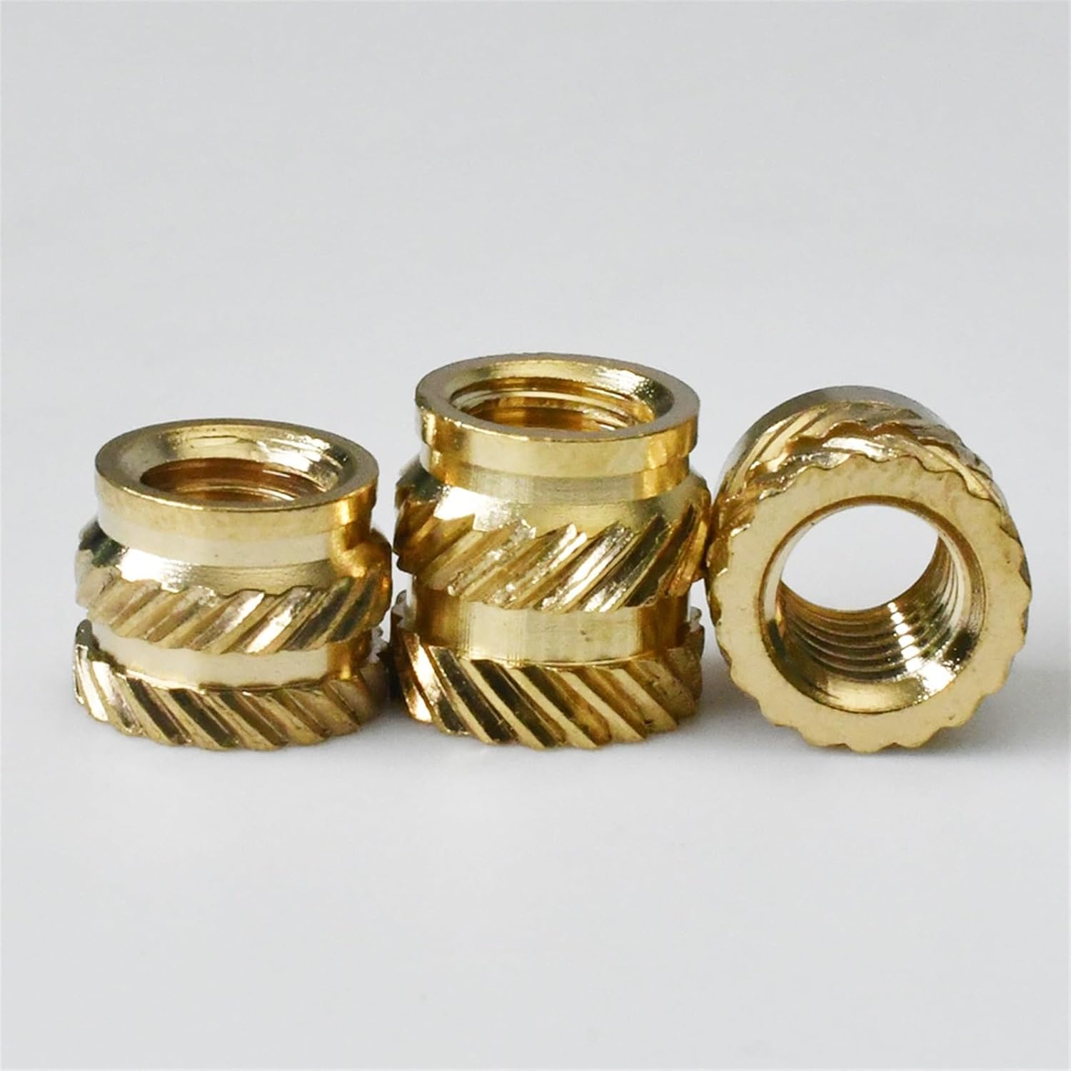 1/4-20 Inch Insert Brass Nut Imperial Size Heat Hot Melt Thread Knurled Double Twill Embedded Insertion Copper Nut(1I4-20x8x8(100pcs))