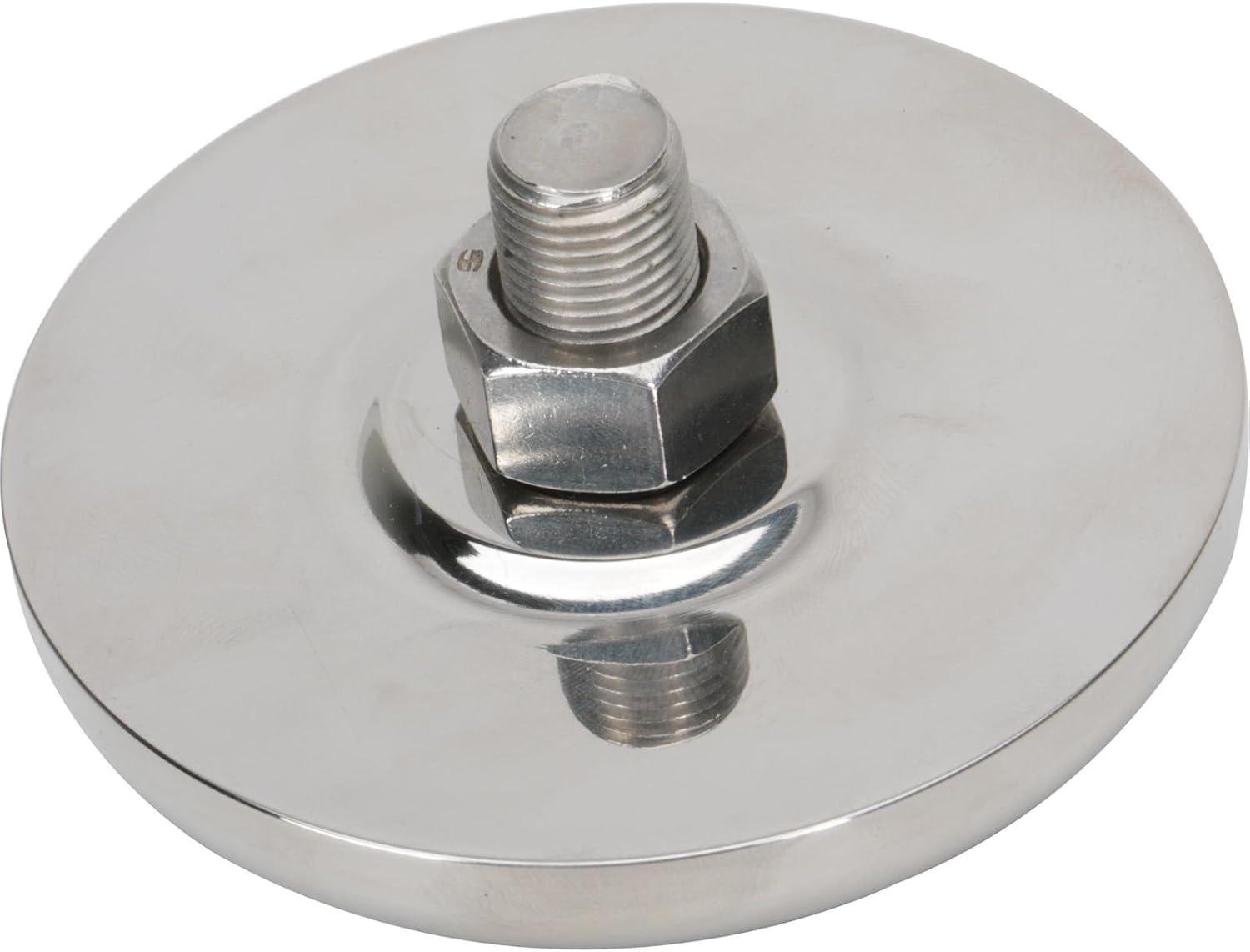 Speedway Motors Round Stainless Steel Brake Pedal Foot Pad with Non Slip Rubber Insert, Universal Fit 3-1/8 Inch Diameter, 1/2-20 Stud Mount Polished Finish