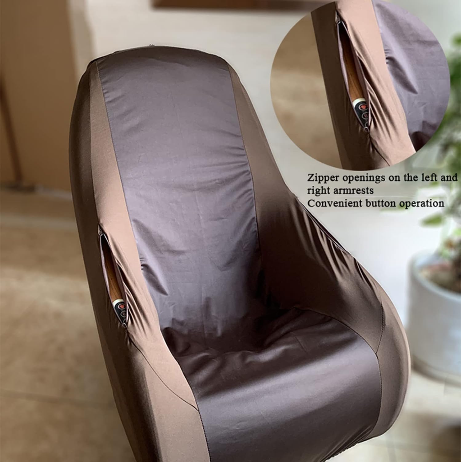 Small Shiatsu Armchair Slipcovers, Zero Gravity Single Recliner Chair Dustproof Protector Cover Wear-Resistant Dust Proof Protective Cover,Khaki