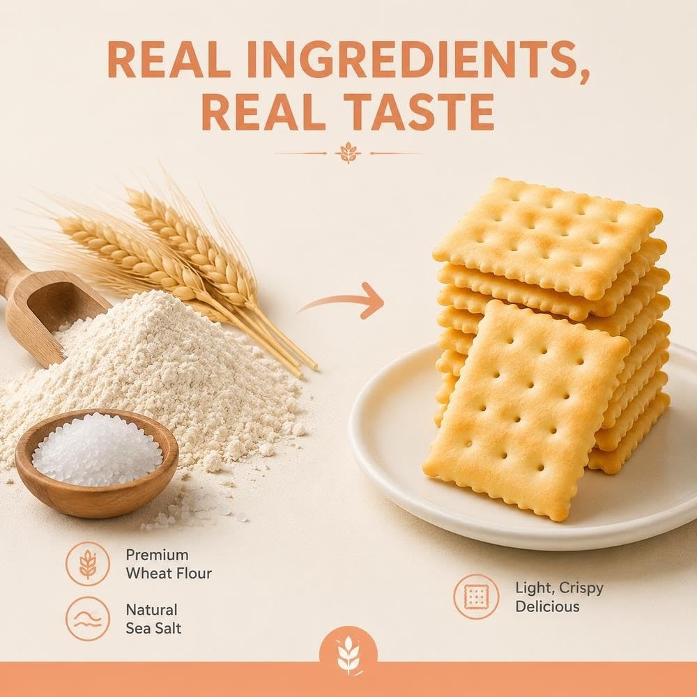 Cracker alla soda e sale marino, snack al forno, 360 g