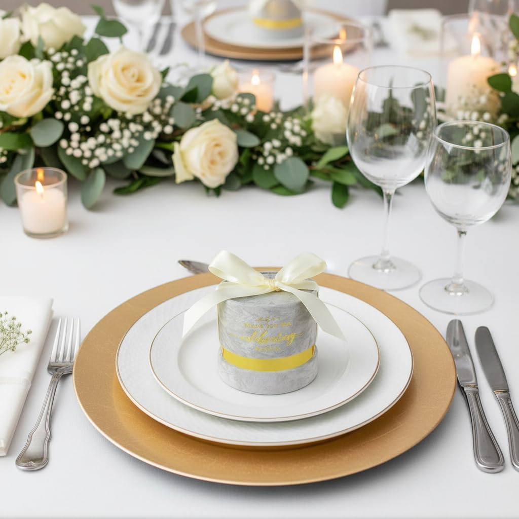 ponatia 6-Pack Burgundy Velvet Wedding Favor Boxes, 3.1×3.1'' Luxury Candy Boxes with Gold Foil Print & Ribbons, Pefect Gift Box for Wedding, Bridal/Baby Shower & Birthday Party Favors (Silver) - Image 6