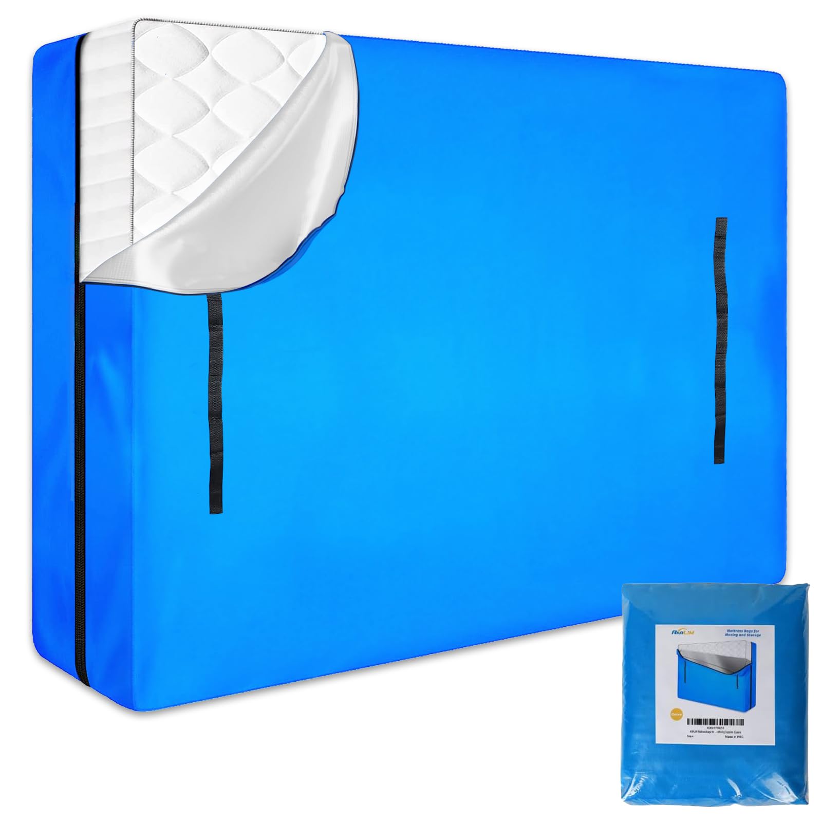 analim mattress bags for moving and storage, zippered mattress storage bag with 8 strong carrying handles, cover moving supplies reusable mattress protector (queen)