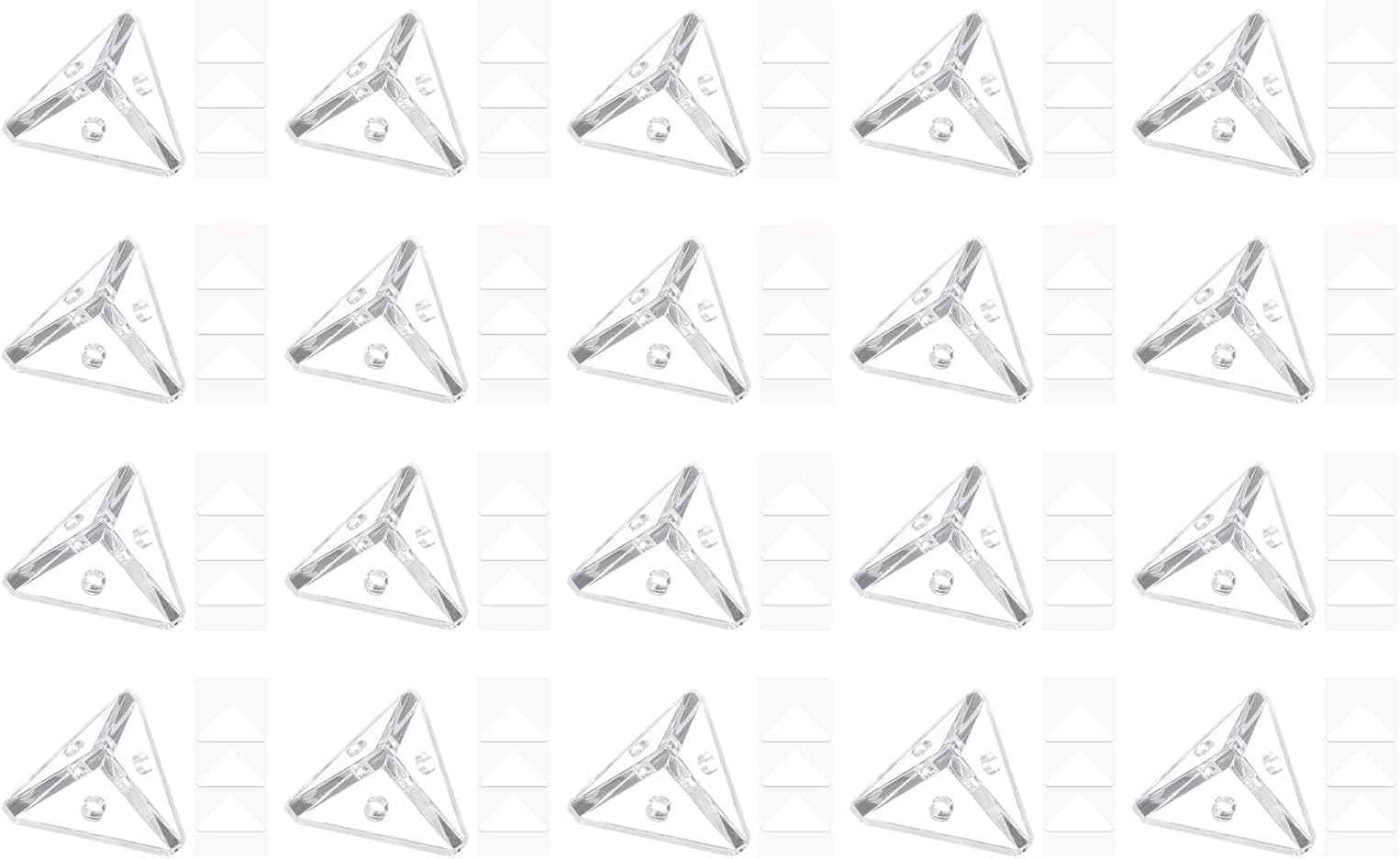 QUARKZMAN Set of 20 Acrylic Corner Connectors, 3-Hole Triangular Corner Connectors, Connector, Hanger, Brackets, Transparent with Sticker for DIY Display Case