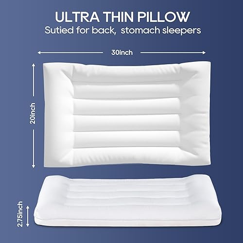 Miniatura 2 de OS OMYSTYLE Almohada plana ultra fina de 2.75 pulgadas, tamaño Queen