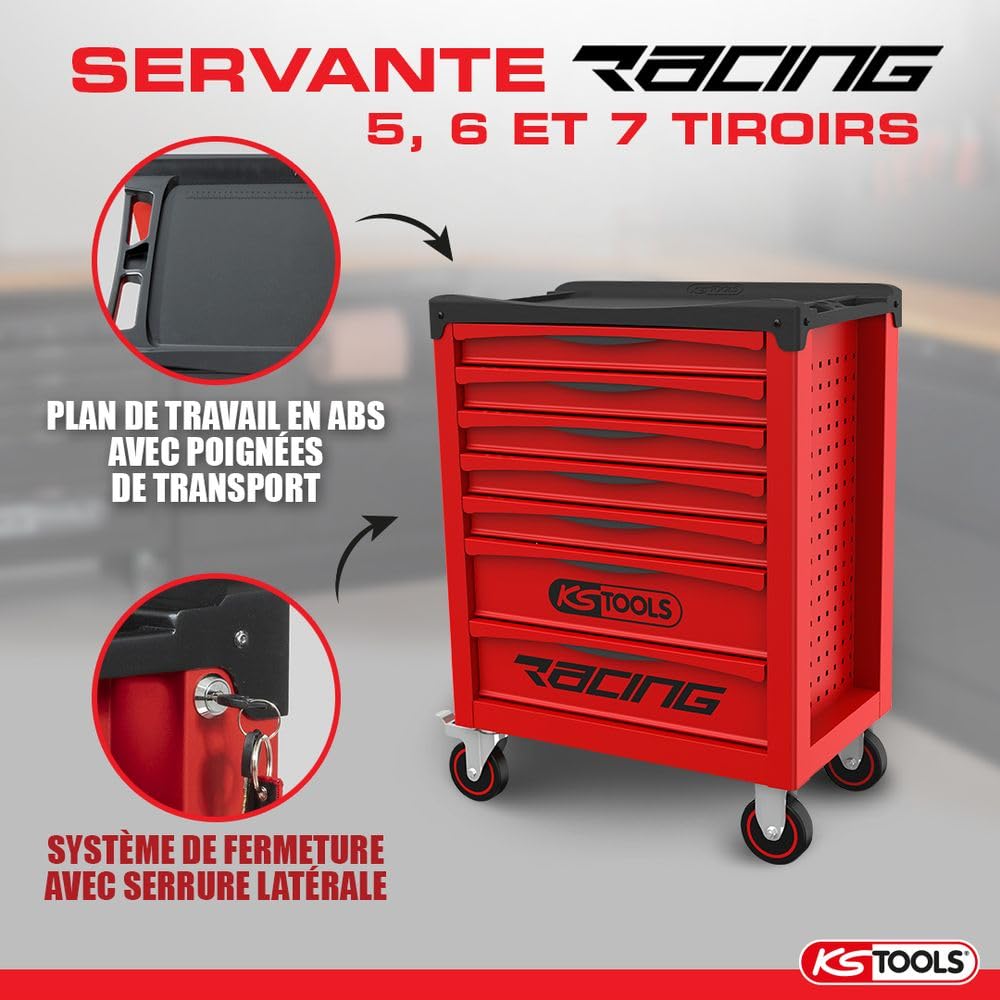 KS TOOLS - 855.0005 - Servante d'atelier Vide Racing 5 tiroirs - Caisse à Outil