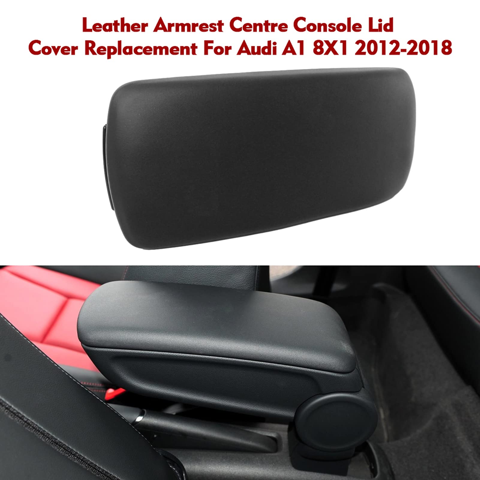 Copertura della Console Centrale,Sostituzione Coperchio Coperchio Console Centrale bracciolo in Pelle per Audi A1 8X1 2012-2018 Nero