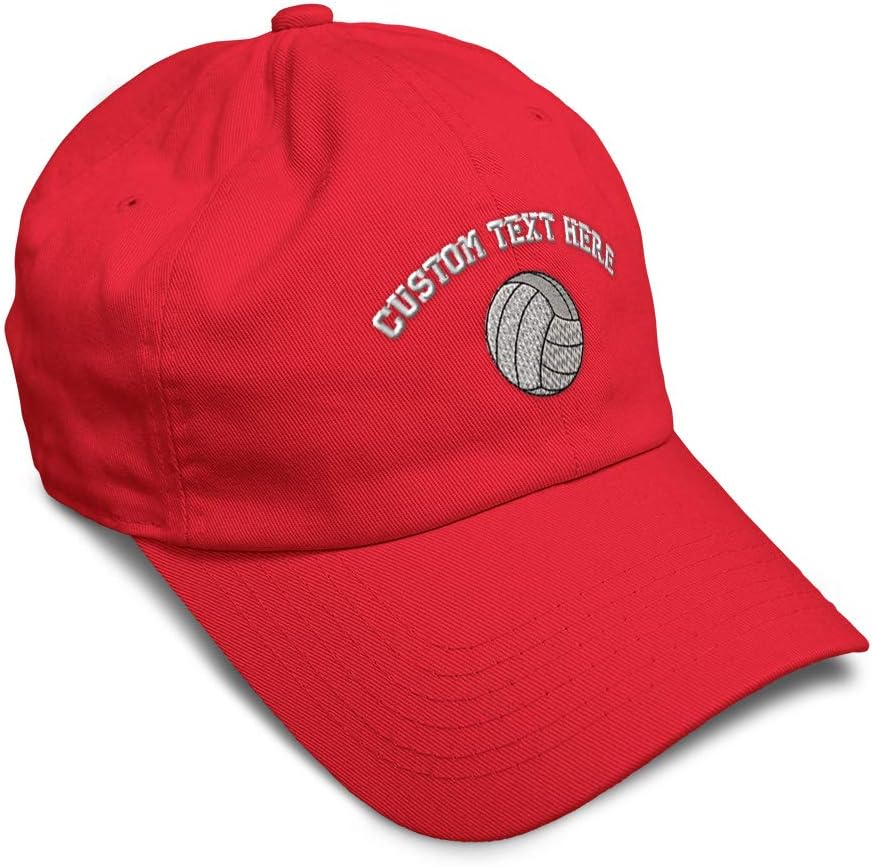 Custom Soft Baseball Cap Volleyball Ball Embroidery Sports Twill Cotton Dad Hats for Men & Women Buckle Closure Red Personalized Text Here