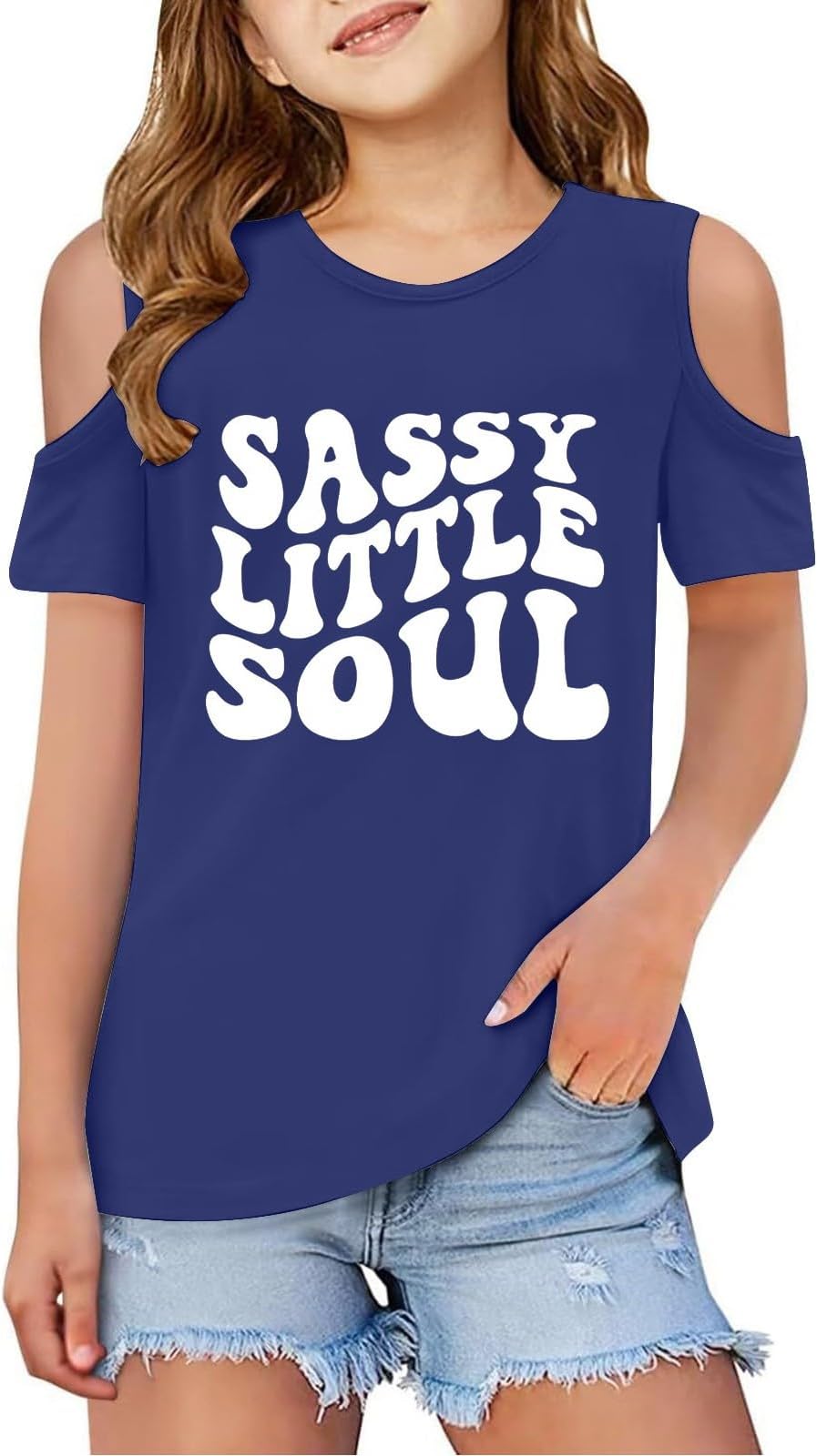 Kids Off The Shoulder T Shirts Girls Age 3-12 Years Short Sleeve Crewneck Graphic Tshirts Teenage Girls Summer Comfy Cute Cartoon School Casual Sports Children Tops Blouse