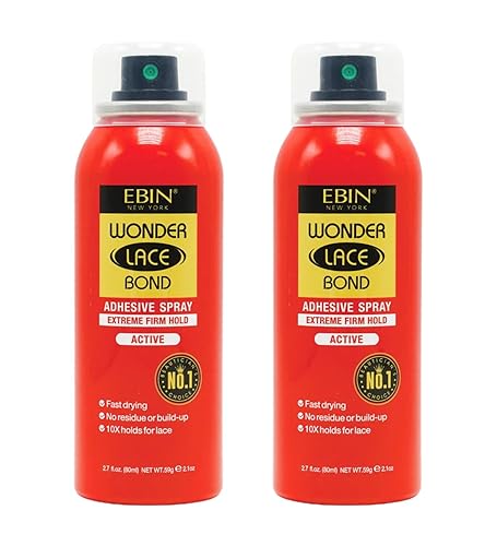 Miniatura 1 de EBIN NEW YORK - Aerosol de pegamento para peluca de encaje frontal - Spray adhesivo Wonder Lace Bond - Agarre extremadamente firme de 2.7 onzas por