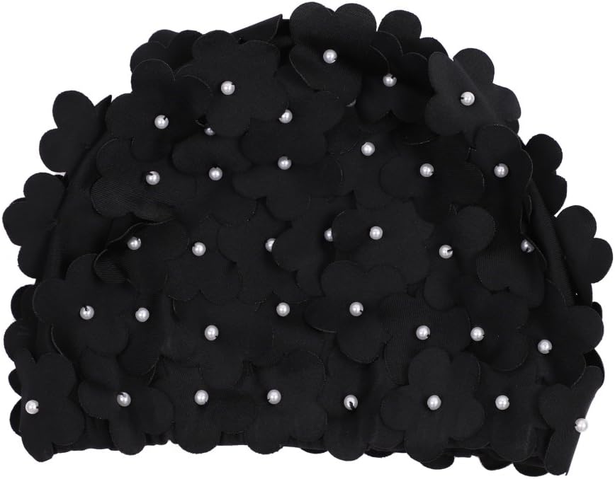 Floral Swimming Cap Women Swim Cap Flower Bathing Cap Vintage Nylon Swimming Hat Shower Cap for Ladies Long Short Hair Elastic Petal Retro Swimming Caps - Image 5